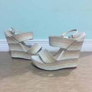 NWT SCHUTZ Skyhigh Multicolor Braided Platform Wedge Sandals sz 10